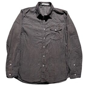 Criquet Corduroy Pearl Snap Shirt Men M Gray Long Sleeve Western Button Down